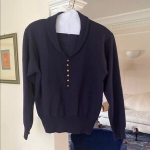 Nygard Collection Navy 50% Lambs Wool 50% Acrylic Sweater Gold Buttons L (14-16)